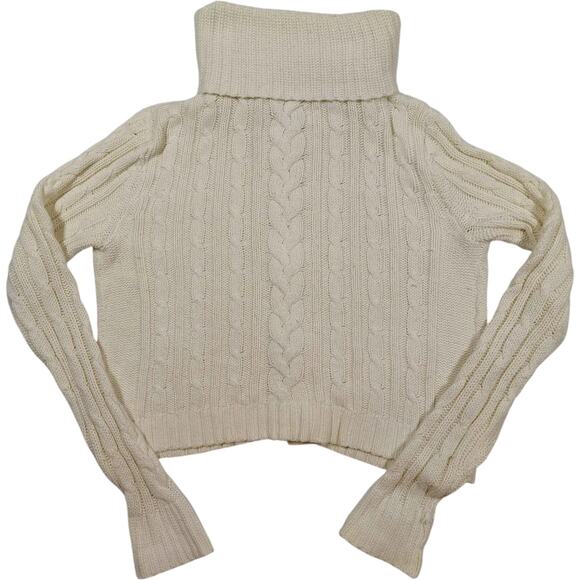 Michael Kors Women's Cream Cowl Neck Cable Knit Button Up Sweater Size Large - Picture 8 of 8
